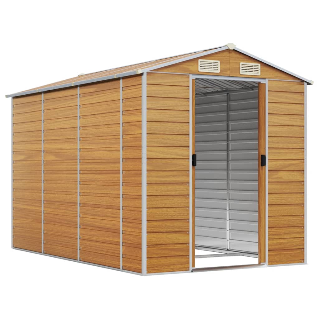 NNEVL Garden Shed Light Brown 191x300x198 cm Galvanised Steel-2