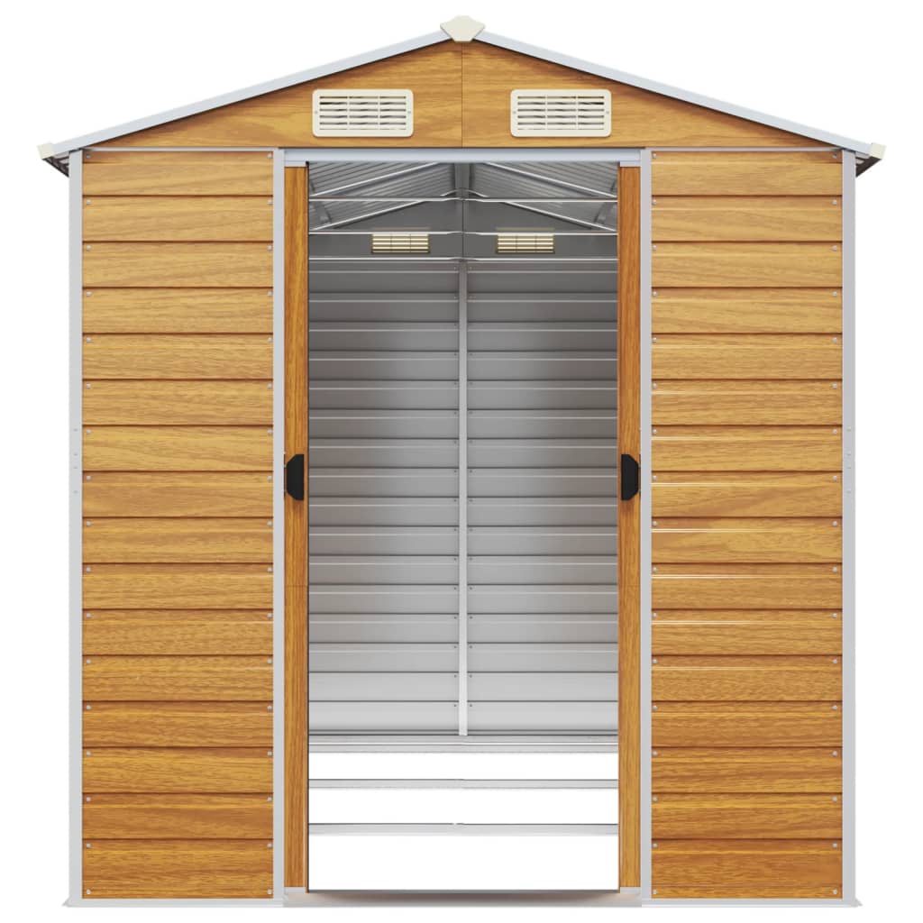 NNEVL Garden Shed Light Brown 191x300x198 cm Galvanised Steel-4