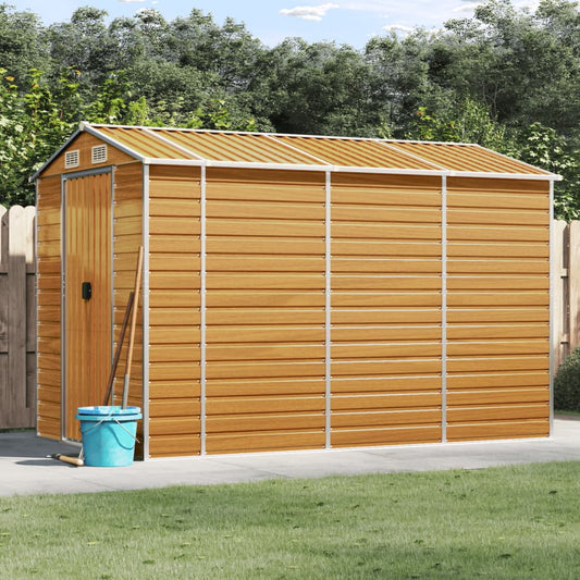 NNEVL Garden Shed Light Brown 191x300x198 cm Galvanised Steel-0