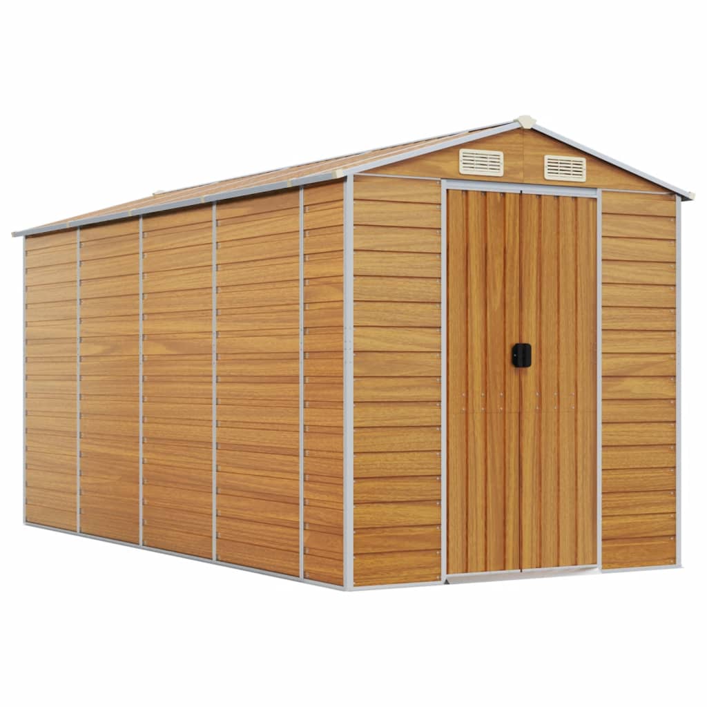 NNEVL Garden Shed Light Brown 191x385x198 cm Galvanised Steel-1