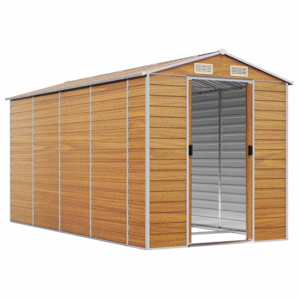 NNEVL Garden Shed Light Brown 191x385x198 cm Galvanised Steel-2
