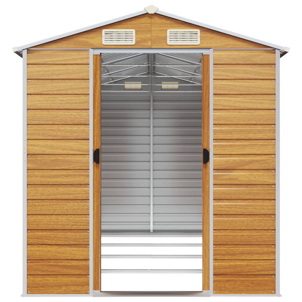 NNEVL Garden Shed Light Brown 191x385x198 cm Galvanised Steel-4