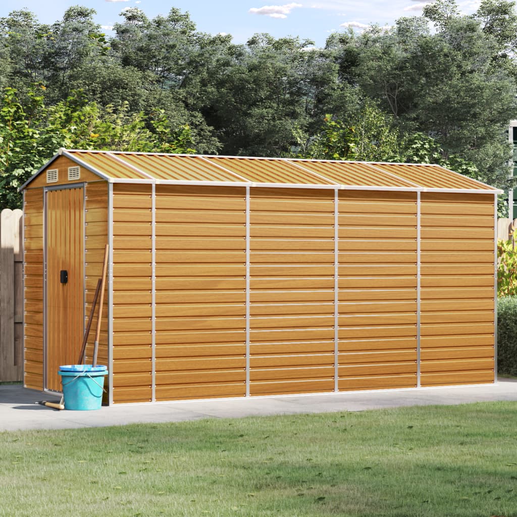 NNEVL Garden Shed Light Brown 191x385x198 cm Galvanised Steel-0