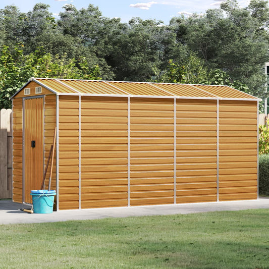 NNEVL Garden Shed Light Brown 191x385x198 cm Galvanised Steel-0