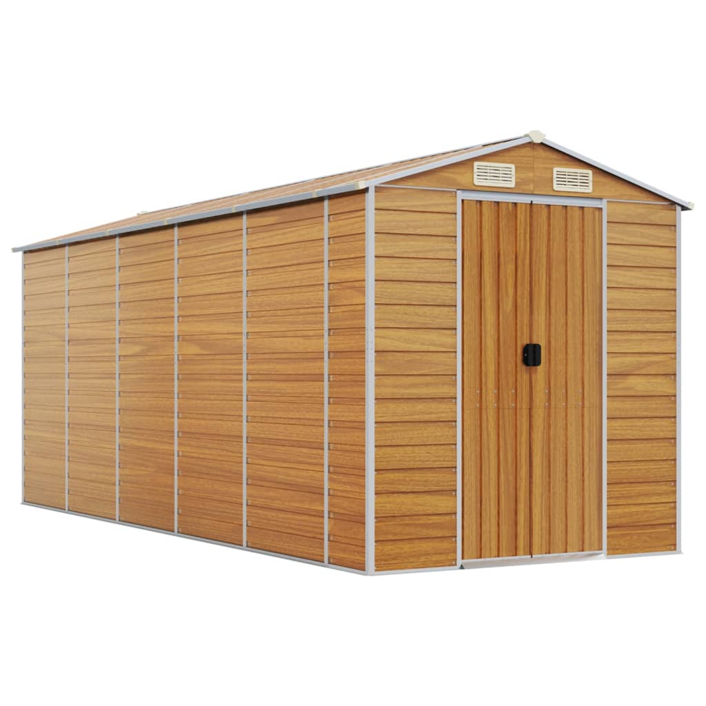 NNEVL Garden Shed Light Brown 191x470x198 cm Galvanised Steel-1