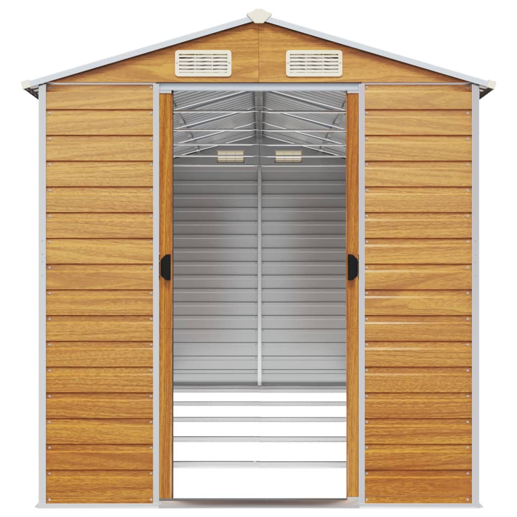 NNEVL Garden Shed Light Brown 191x470x198 cm Galvanised Steel-4