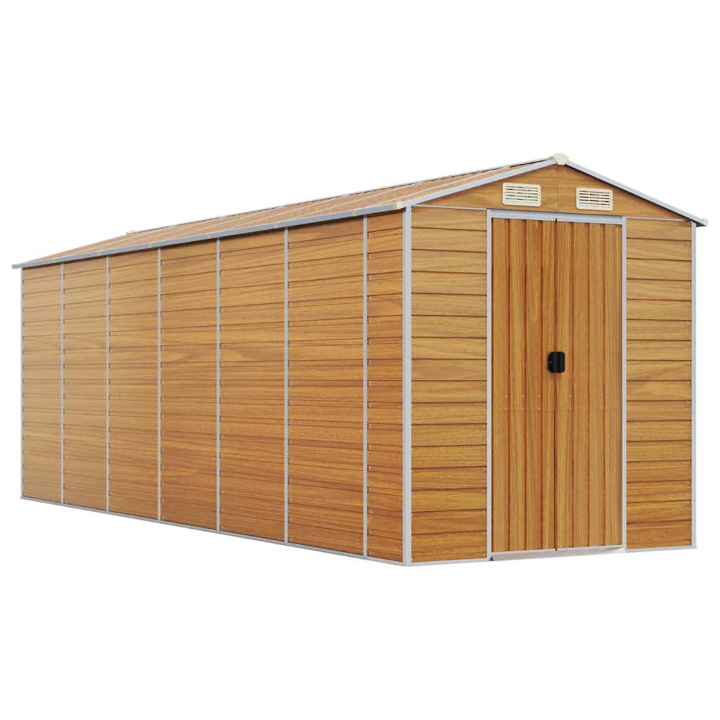 NNEVL Garden Shed Light Brown 191x555x198 cm Galvanised Steel-1