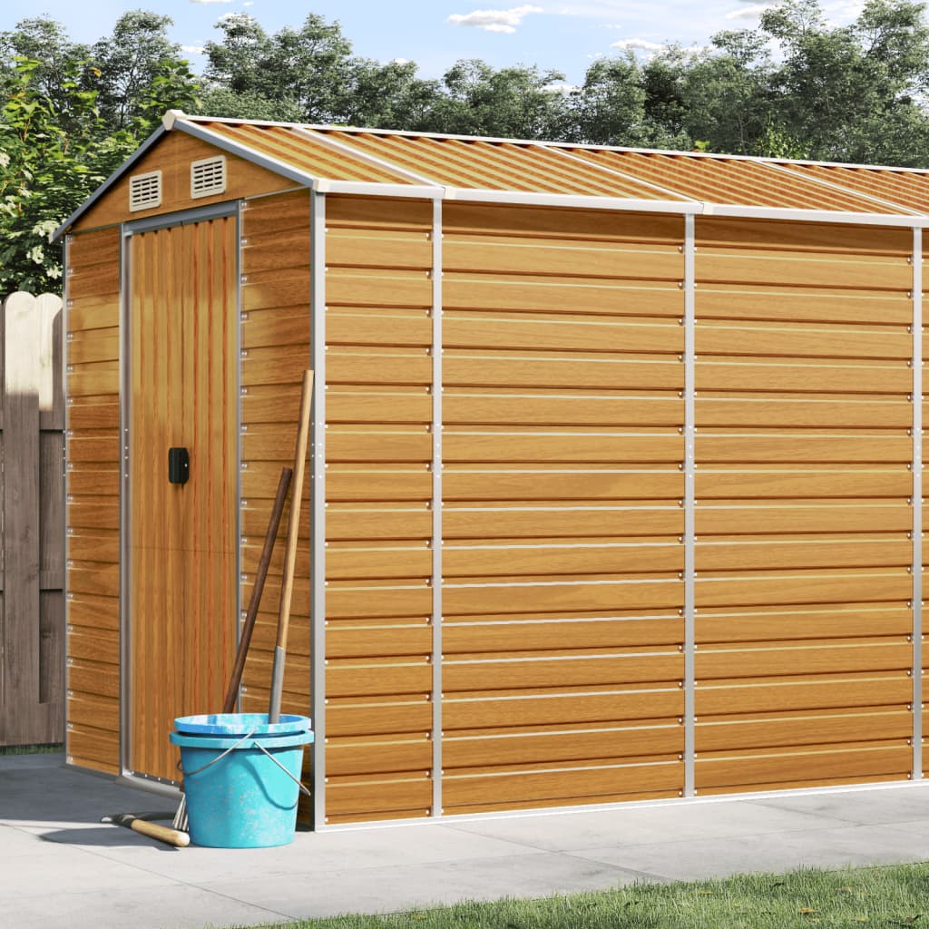 NNEVL Garden Shed Light Brown 191x980x198 cm Galvanised Steel-0