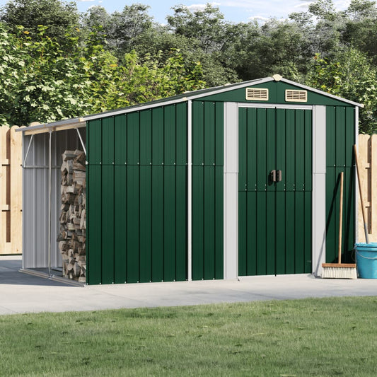 NNEVL Garden Shed Green 277x192.5x179 cm Galvanised Steel-0