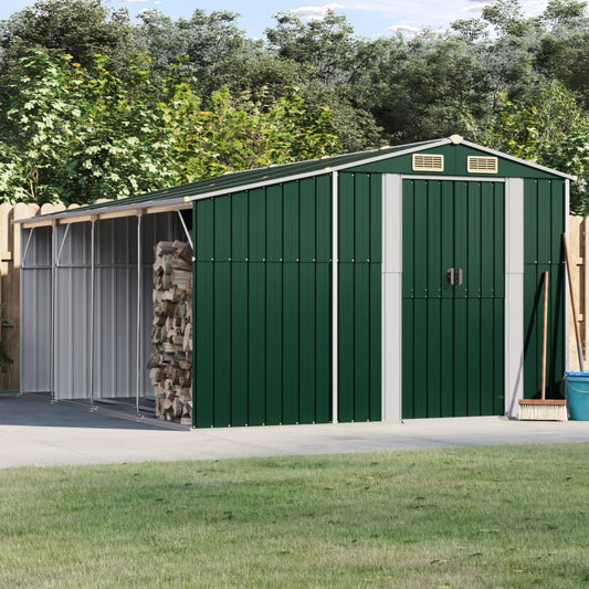 NNEVL Garden Shed Green 277x365.5x179 cm Galvanised Steel-0