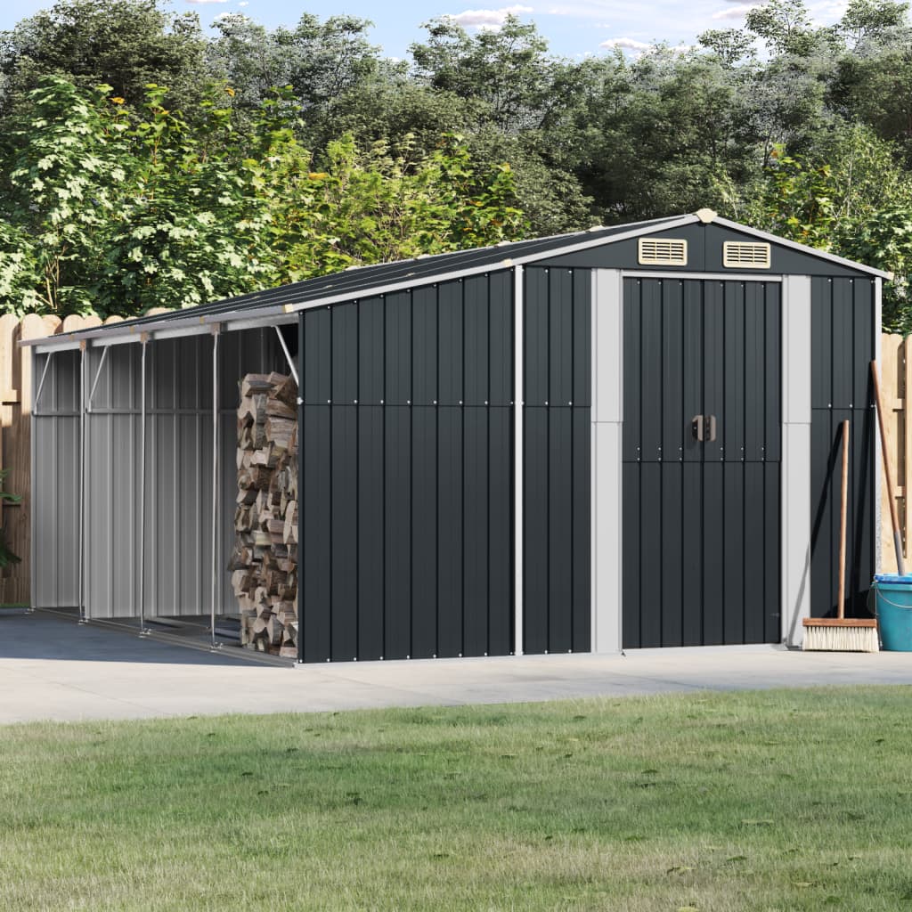 NNEVL Garden Shed Anthracite 277x365.5x179 cm Galvanised Steel-0