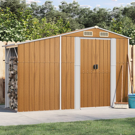 NNEVL Garden Shed Brown 277x93x179 cm Galvanised Steel-0