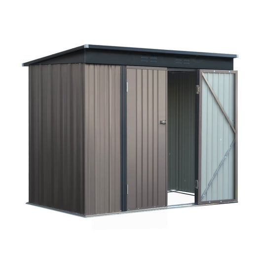 NNEDSZ Garden Shed 2.31x1.31M Sheds Outdoor Storage Tool Metal Workshop Shelter Double Door-0